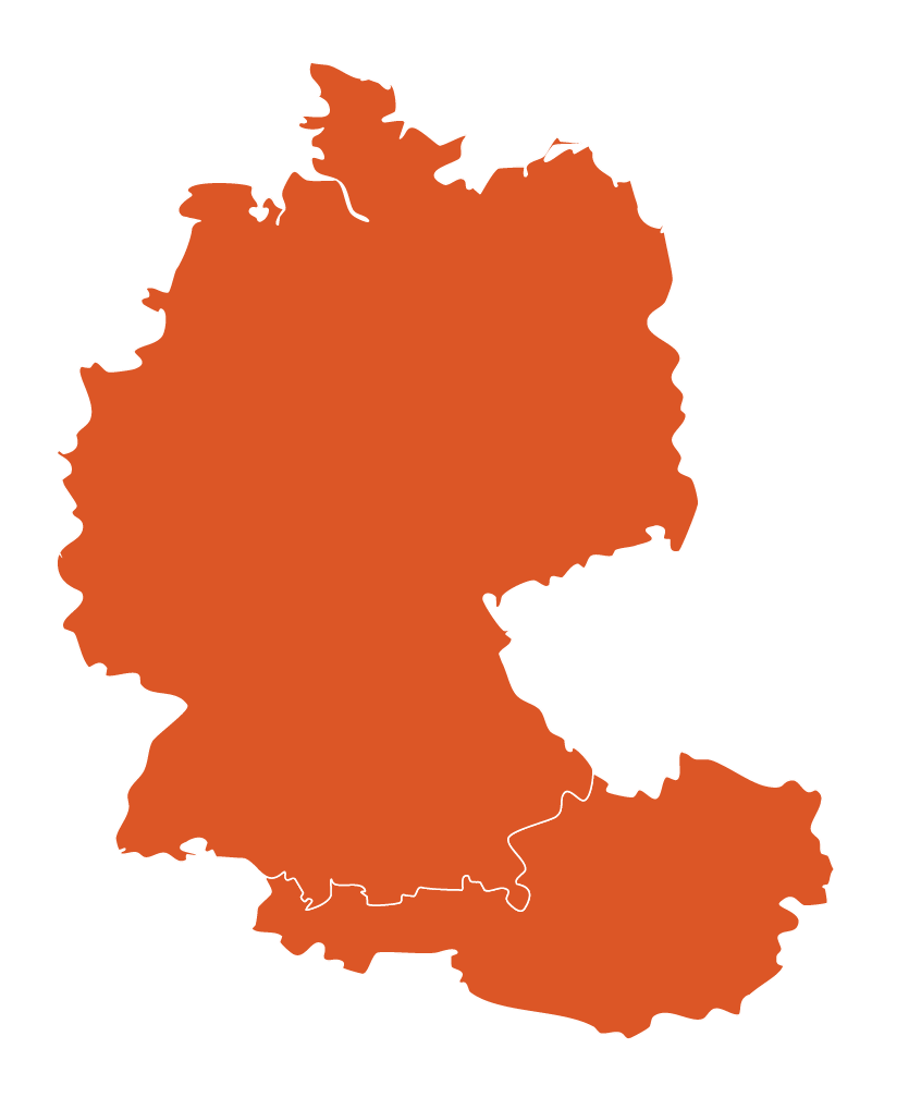 Germany and austria orange map